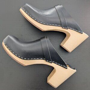 Swedish Hasbeens - Black high-heeled clogs - EU size 41